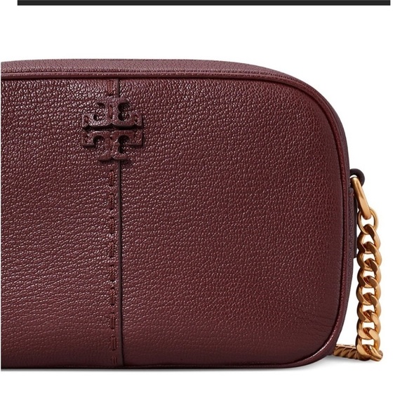 Tory Burch wine MCGRAW TEXTURED LEATHER CAMERA BAG